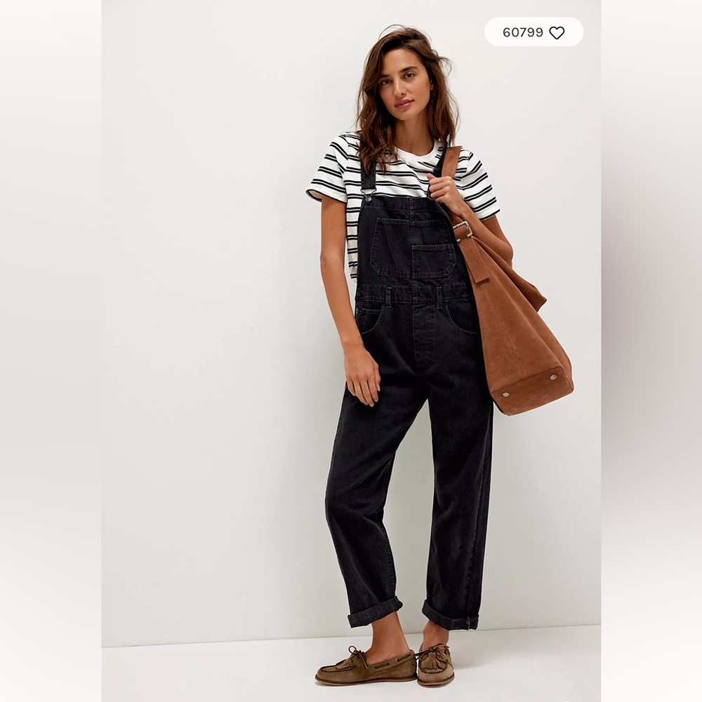 We The Free Black Denim Overalls